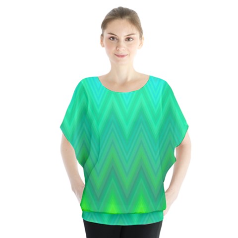 Green Zig Zag Chevron Classic Pattern Blouse by Nexatart