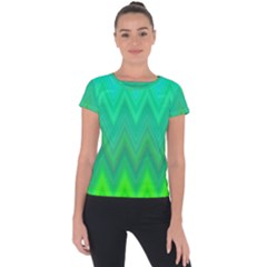 Green Zig Zag Chevron Classic Pattern Short Sleeve Sports Top  by Nexatart