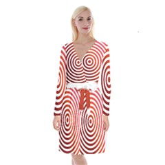 Concentric Red Rings Background Long Sleeve Velvet Front Wrap Dress