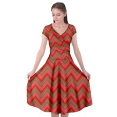 Background Retro Red Zigzag Cap Sleeve Wrap Front Dress by Nexatart