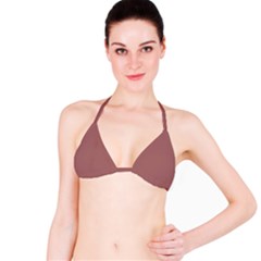 Blush Gold Coppery Pink Solid Color Bikini Top by PodArtist