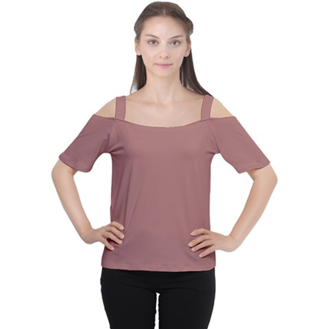 Blush Gold Coppery Pink Solid Color Cutout Shoulder Tee by PodArtist