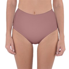 Blush Gold Coppery Pink Solid Color Reversible High-waist Bikini Bottoms by PodArtist