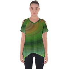 Green Background Elliptical Cut Out Side Drop Tee