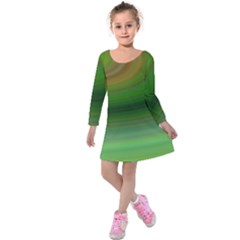 Green Background Elliptical Kids  Long Sleeve Velvet Dress