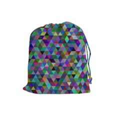 Triangle Tile Mosaic Pattern Drawstring Pouches (large)  by Nexatart