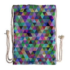 Triangle Tile Mosaic Pattern Drawstring Bag (large) by Nexatart