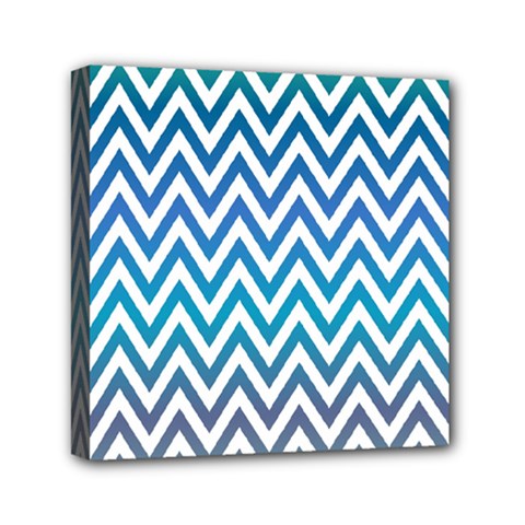 Blue Zig Zag Chevron Classic Pattern Mini Canvas 6  X 6  by Nexatart