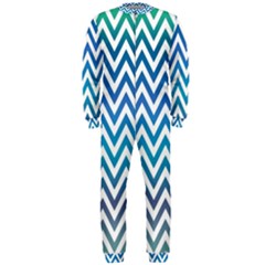 Blue Zig Zag Chevron Classic Pattern Onepiece Jumpsuit (men) 