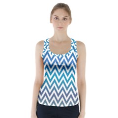 Blue Zig Zag Chevron Classic Pattern Racer Back Sports Top