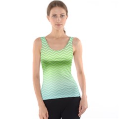 Green Line Zigzag Pattern Chevron Tank Top by Nexatart