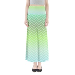 Green Line Zigzag Pattern Chevron Full Length Maxi Skirt by Nexatart