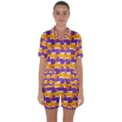 Pattern Background Purple Yellow Satin Short Sleeve Pyjamas Set by Nexatart