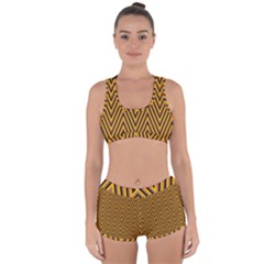 Chevron Brown Retro Vintage Racerback Boyleg Bikini Set by Nexatart