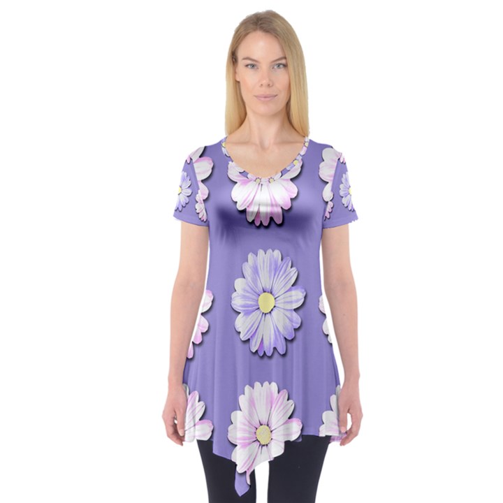 Daisy Flowers Wild Flowers Bloom Short Sleeve Tunic 