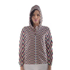 Chevron Retro Pattern Vintage Hooded Wind Breaker (women) by Nexatart