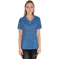 Monogram Blue Purple Background Scrub Top by Nexatart