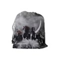 Awesome Wild Black Horses Running In The Night Drawstring Pouches (Large)  View2