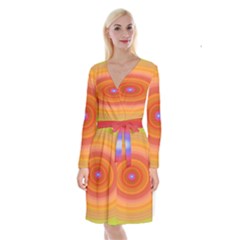 Ellipse Background Orange Oval Long Sleeve Velvet Front Wrap Dress by Nexatart