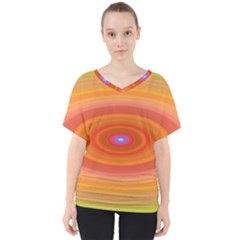 Ellipse Background Orange Oval V-neck Dolman Drape Top by Nexatart