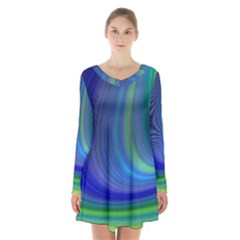 Space Design Abstract Sky Storm Long Sleeve Velvet V-neck Dress