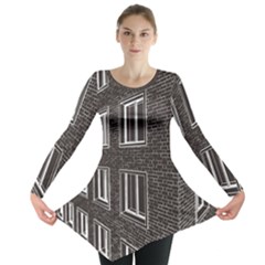 Graphics House Brick Brick Wall Long Sleeve Tunic  by Nexatart