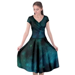 Space All Universe Cosmos Galaxy Cap Sleeve Wrap Front Dress