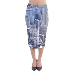 Manhattan New York City Velvet Midi Pencil Skirt by Nexatart