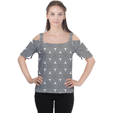 Seamless Weave Ribbon Hexagonal Cutout Shoulder Tee by Nexatart