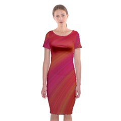 Abstract Red Background Fractal Classic Short Sleeve Midi Dress