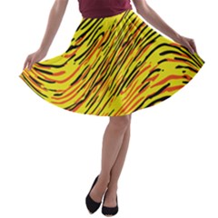 Yellow Swirl Stripes A-line Skater Skirt by justbeeinspired2