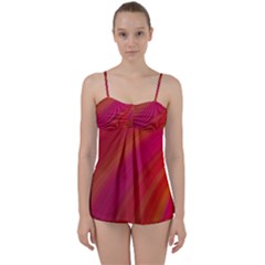 Abstract Red Background Fractal Babydoll Tankini Set