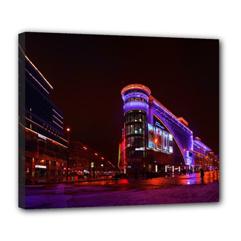 Moscow Night Lights Evening City Deluxe Canvas 24  X 20   by Nexatart