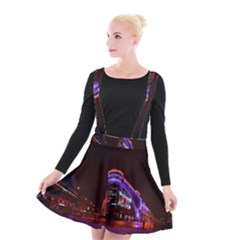 Moscow Night Lights Evening City Suspender Skater Skirt by Nexatart