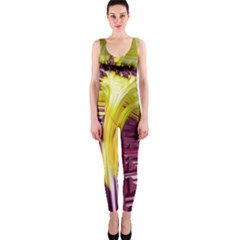 Yellow Magenta Abstract Fractal Onepiece Catsuit by Nexatart