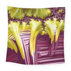 Yellow Magenta Abstract Fractal Square Tapestry (large) by Nexatart