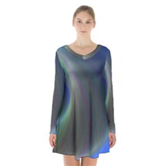 Gloom Background Abstract Dim Long Sleeve Velvet V-neck Dress by Nexatart