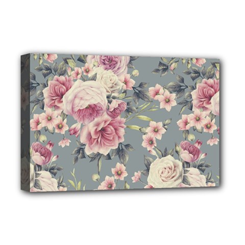 Pink Flower Seamless Design Floral Deluxe Canvas 18  X 12  