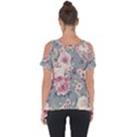 Pink Flower Seamless Design Floral Cut Out Side Drop Tee View2