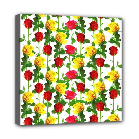Rose Pattern Roses Background Image Mini Canvas 8  X 8  by Nexatart