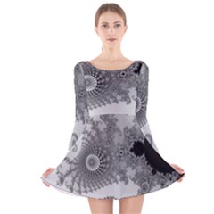 Apple Males Mandelbrot Abstract Long Sleeve Velvet Skater Dress by Nexatart