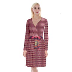 Kaleidoscope Seamless Pattern Long Sleeve Velvet Front Wrap Dress