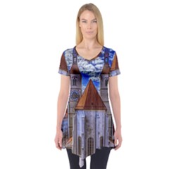 Steeple Church Building Sky Great Short Sleeve Tunic  by Nexatart