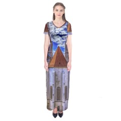 Steeple Church Building Sky Great Short Sleeve Maxi Dress by Nexatart