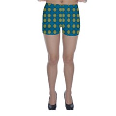 Sunshine Mandalas On Blue Skinny Shorts by pepitasart