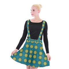 Sunshine Mandalas On Blue Suspender Skater Skirt by pepitasart