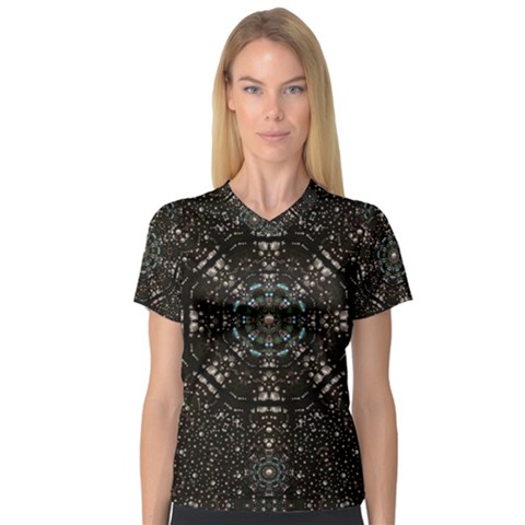 Pearl Stars On A Wonderful Sky Of Star Constellations V-neck Sport Mesh Tee by pepitasart