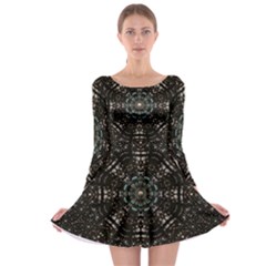 Pearl Stars On A Wonderful Sky Of Star Constellations Long Sleeve Skater Dress by pepitasart