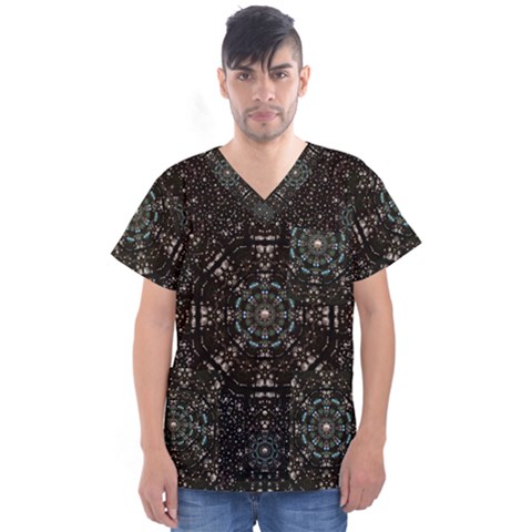 Pearl Stars On A Wonderful Sky Of Star Constellations Men s V-neck Scrub Top by pepitasart