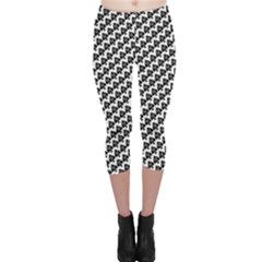 Hotwife Queen Of Spades Motif On White Capri Leggings  by MakeaStatementClothing